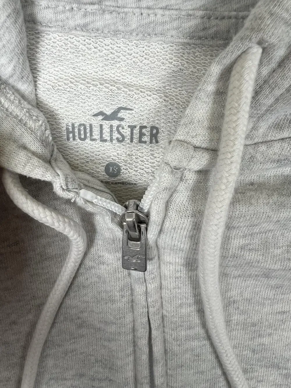 Hollister Hoodie Mens XS Gray Full Zip Fleece Sweatshirt Heather Logo Basic